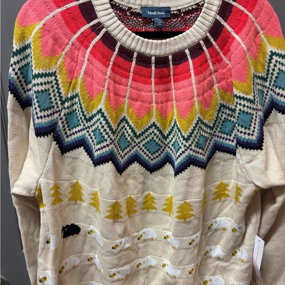 NWT ModCloth 3X Fair Isle black sheep sweater - Picture 1 of 5